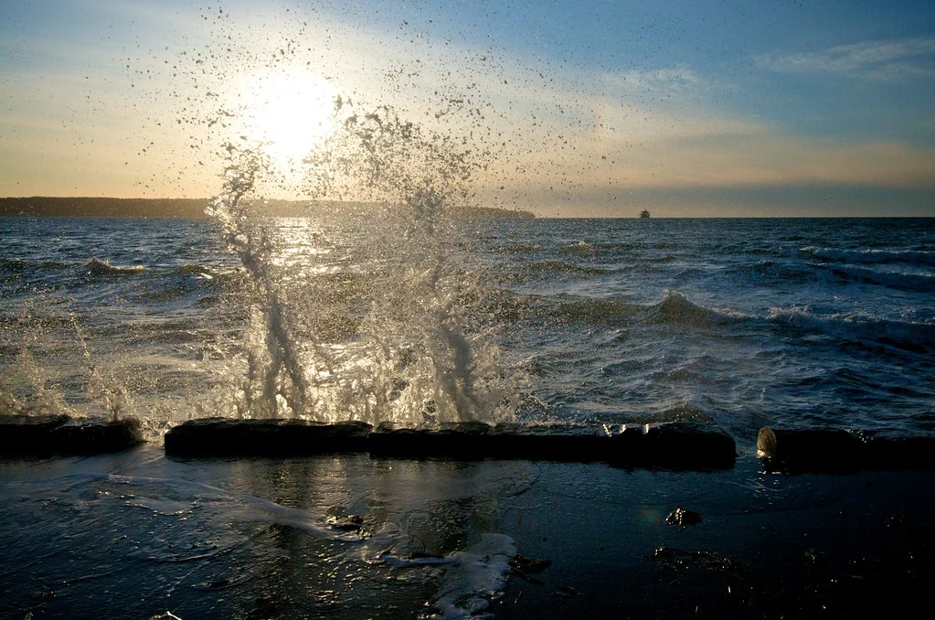 Splash Of Water And Sunset