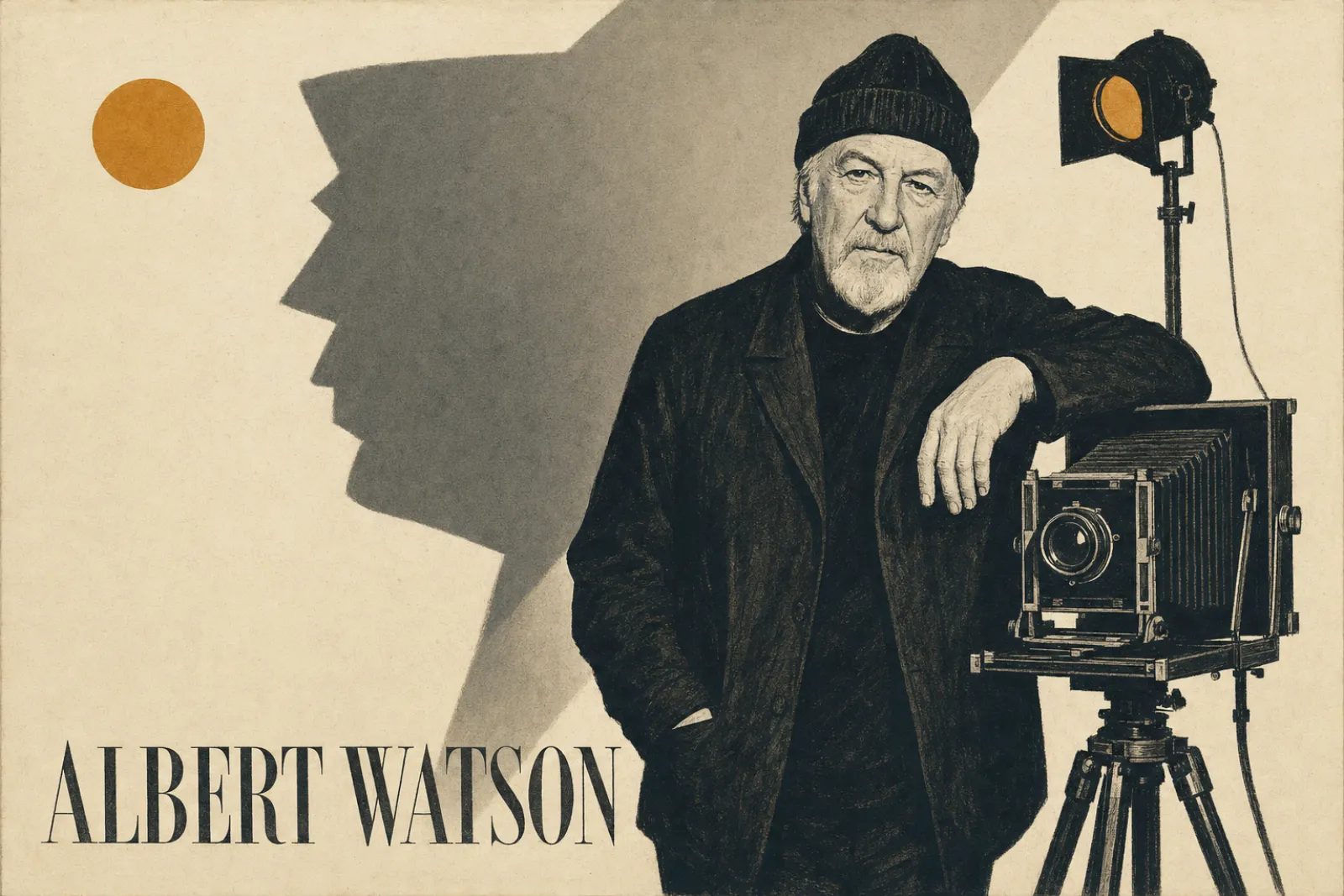Illustrated poster of Albert Watson