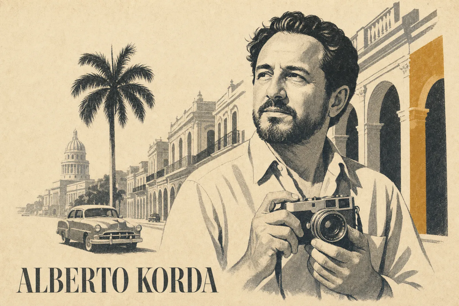 Illustrated poster of Alberto Korda