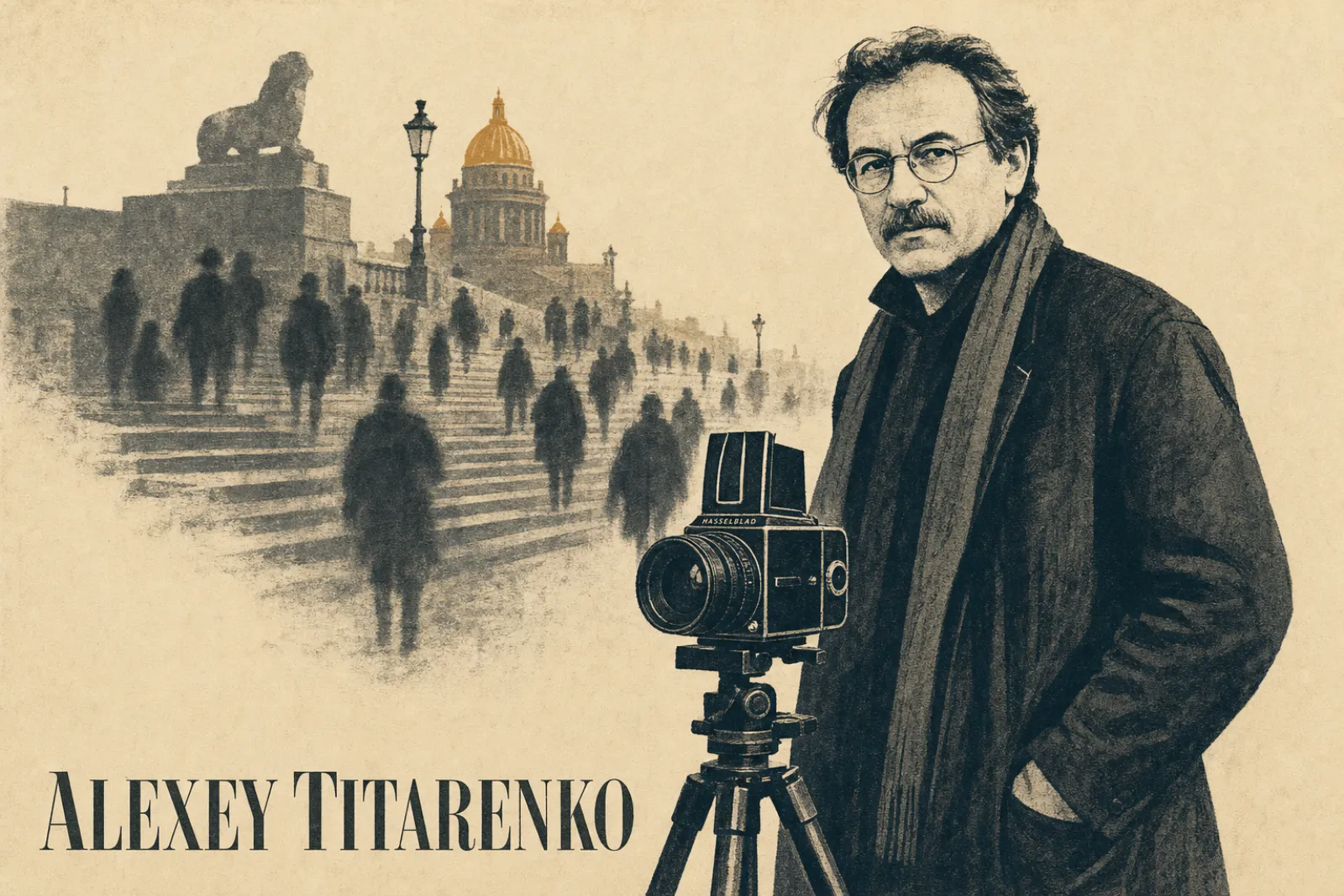 Illustrated poster of Alexey Titarenko