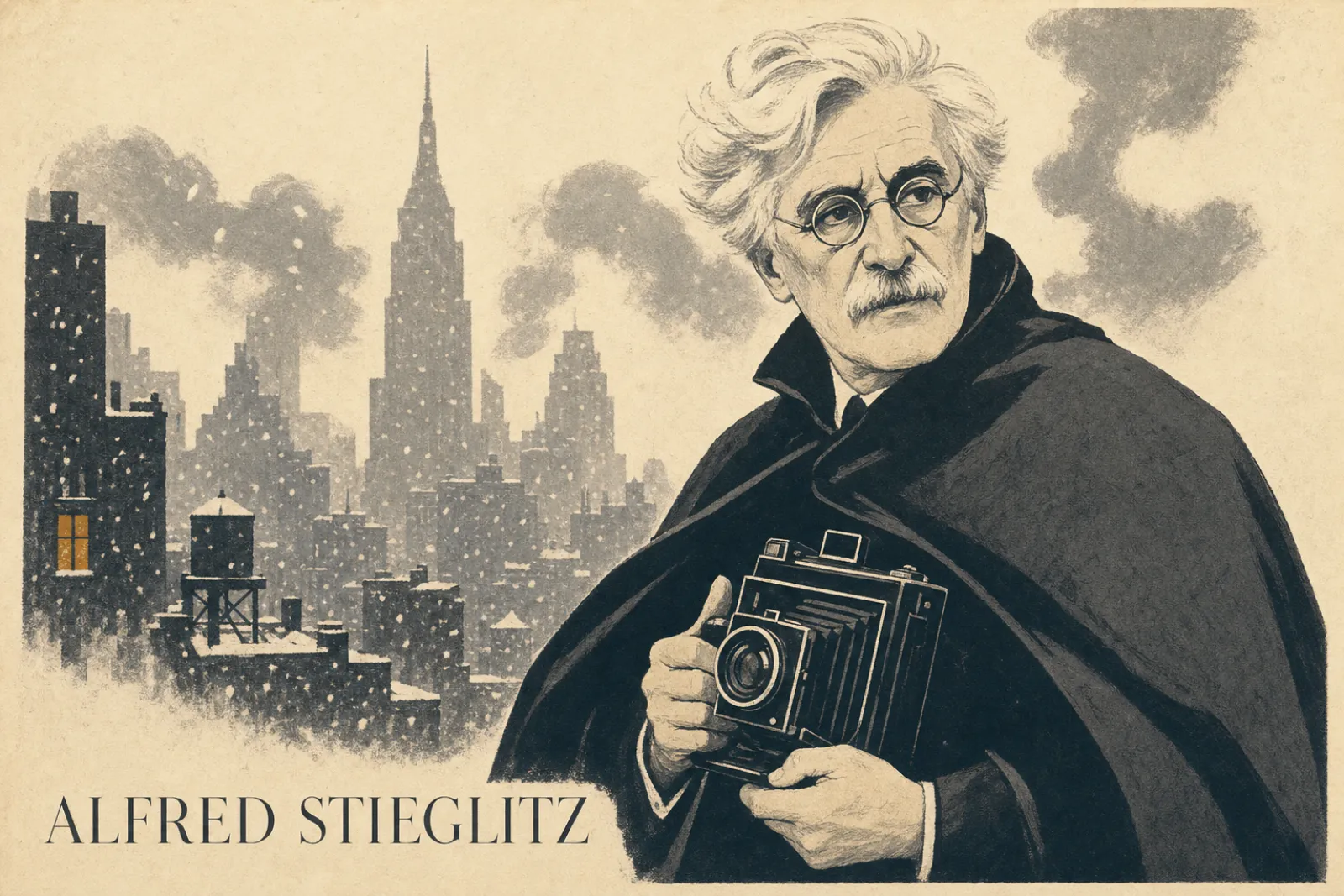 Illustrated poster of Alfred Stieglitz