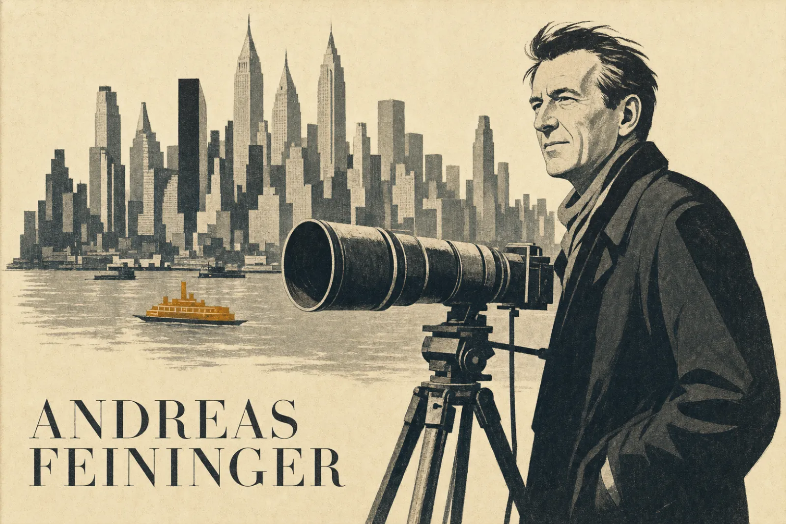 Illustrated poster of Andreas Feininger