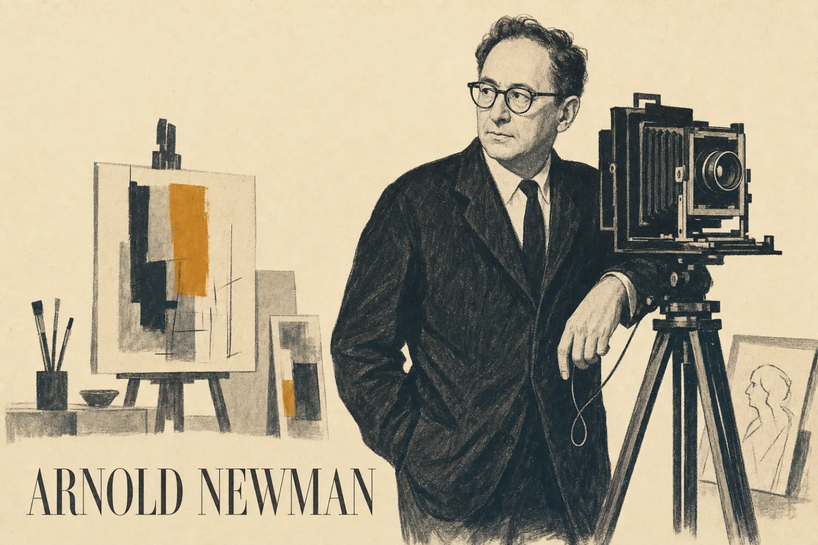 Illustrated poster of Arnold Newman