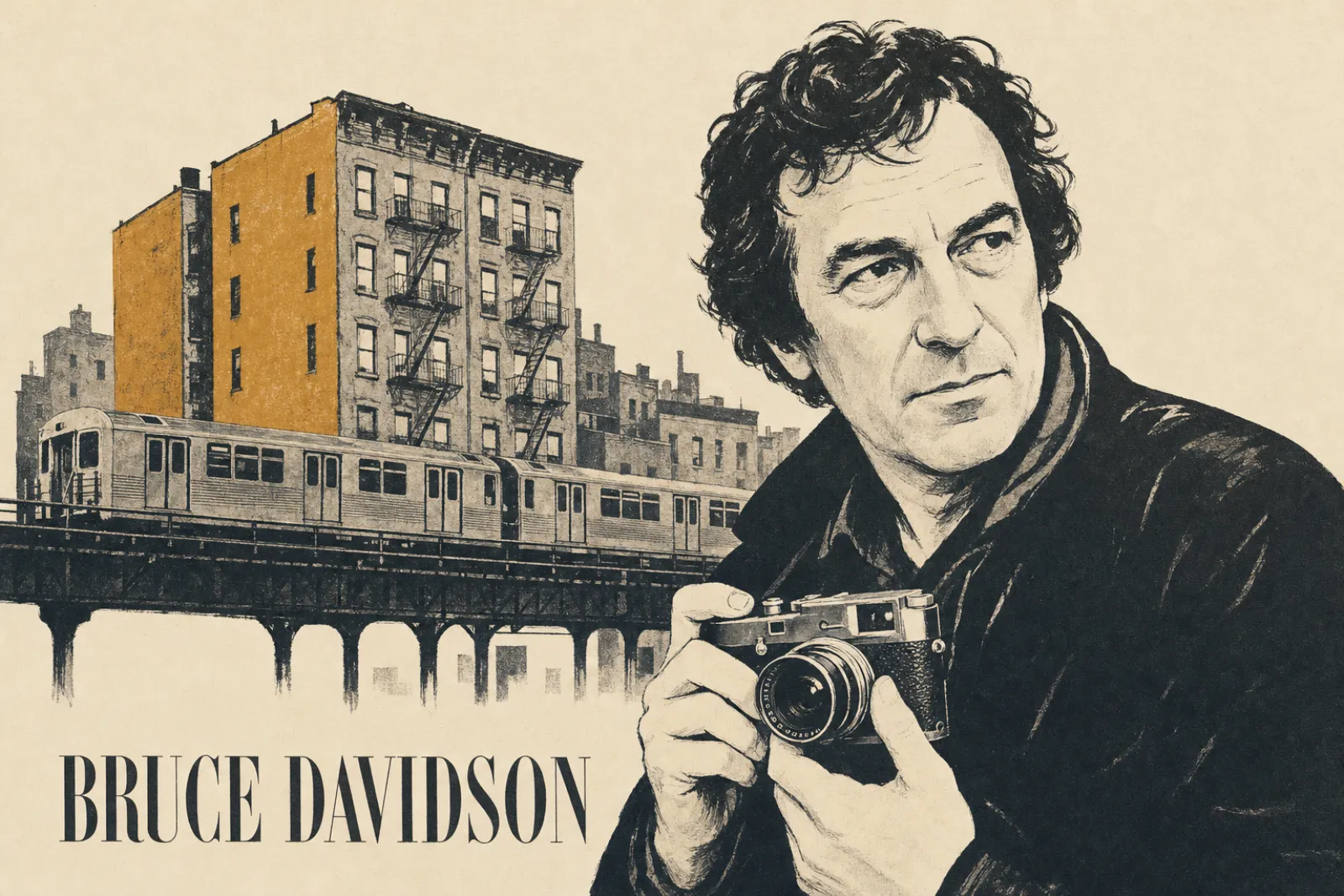 Illustrated poster of Bruce Davidson