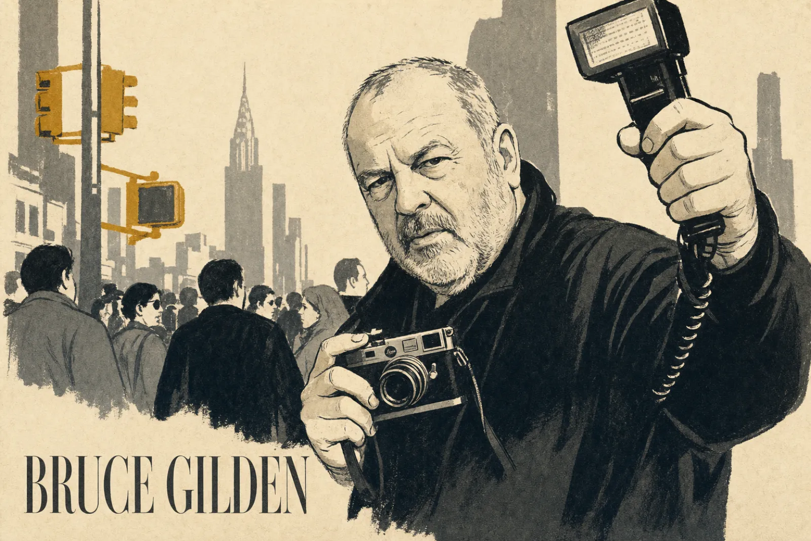 Illustrated poster of Bruce Gilden