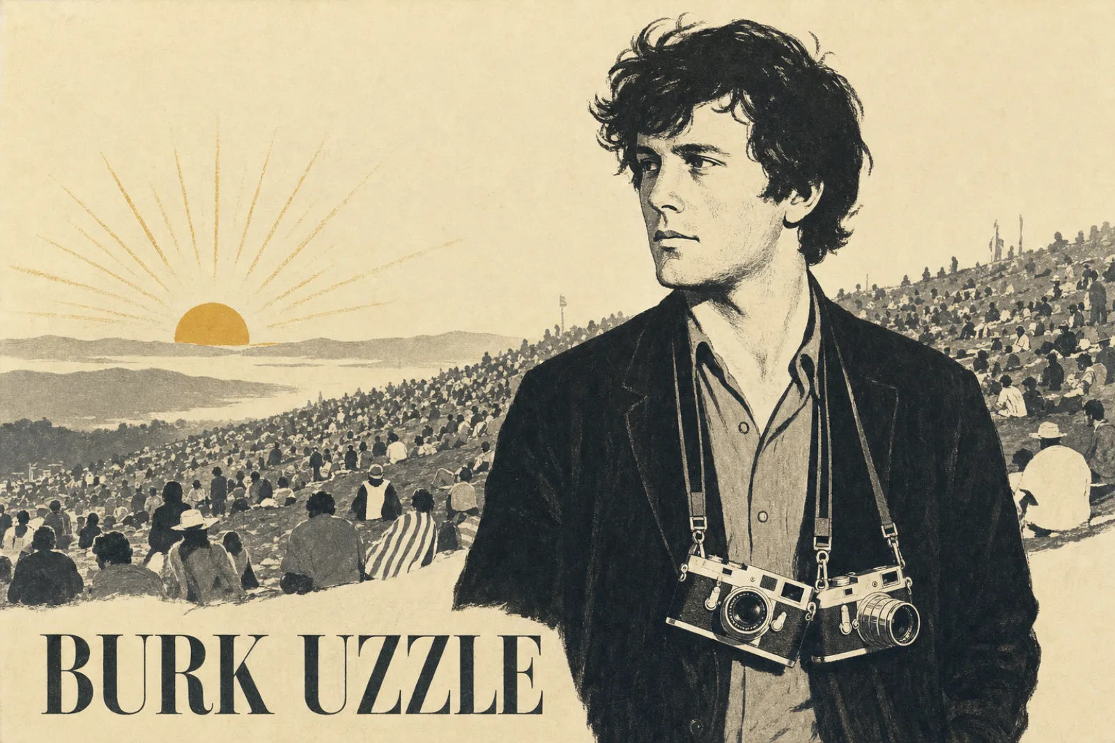 Illustrated poster of Burk Uzzle