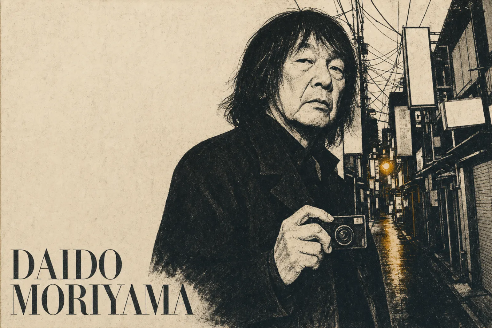 Illustrated poster of Daido Moriyama