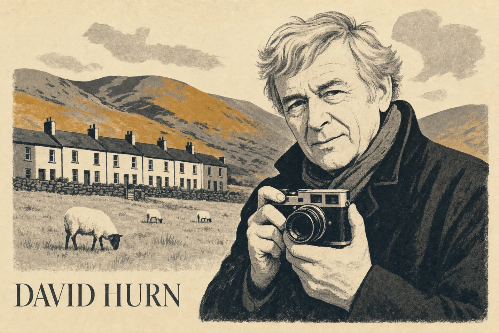 Illustrated poster of David Hurn
