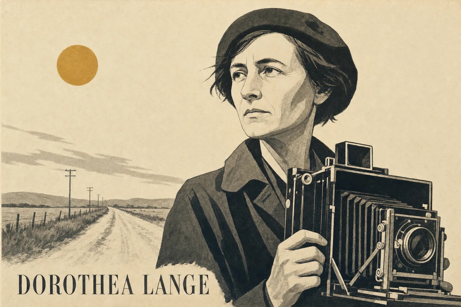 Illustrated poster of Dorothea Lange