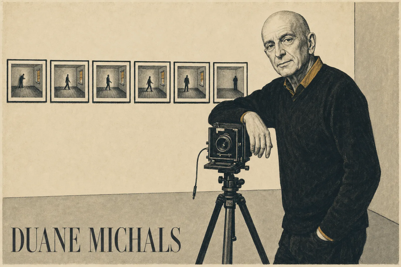 Illustrated poster of Duane Michals