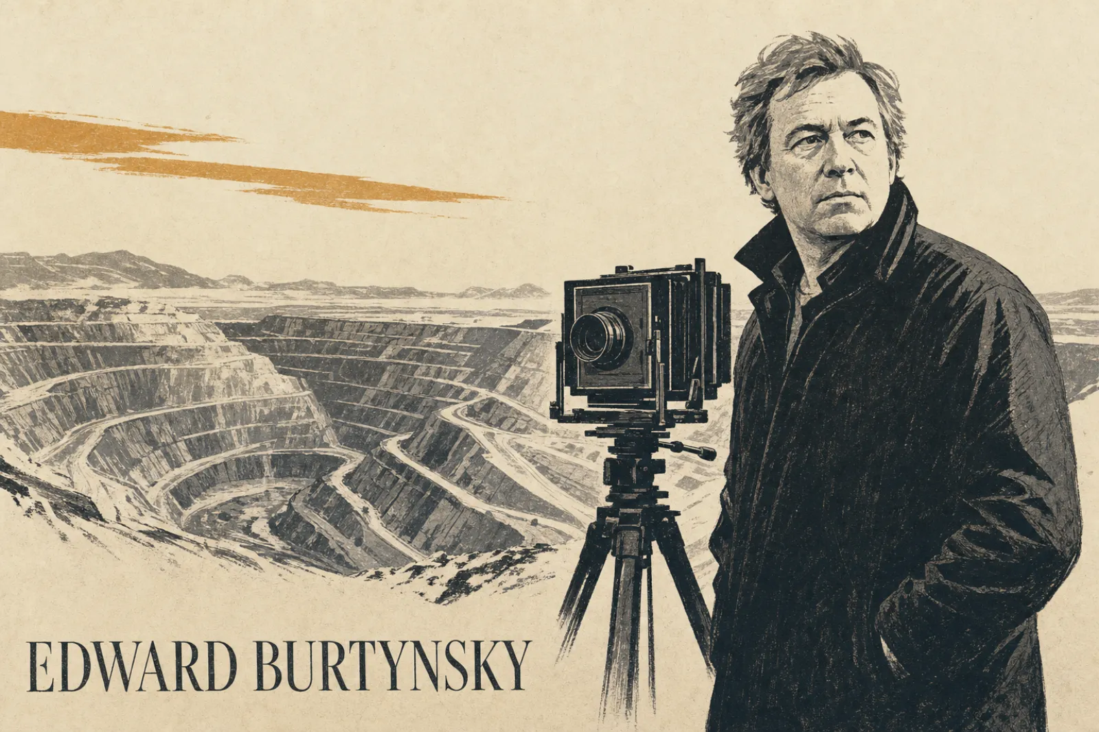 Illustrated poster of Edward Burtynsky