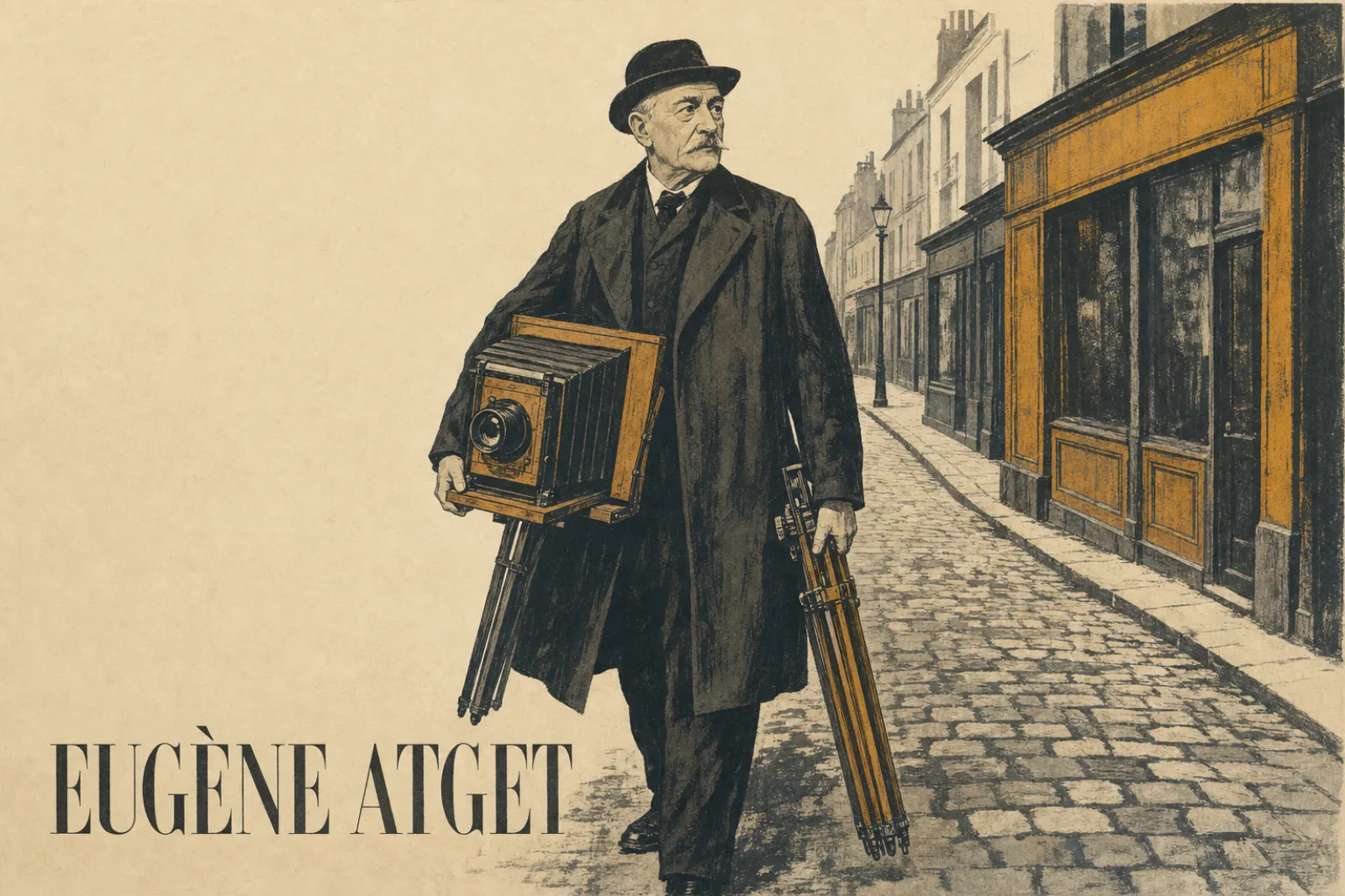 Illustrated poster of Eugène Atget