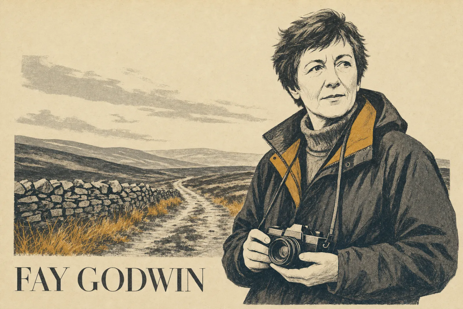 Illustrated poster of Fay Godwin