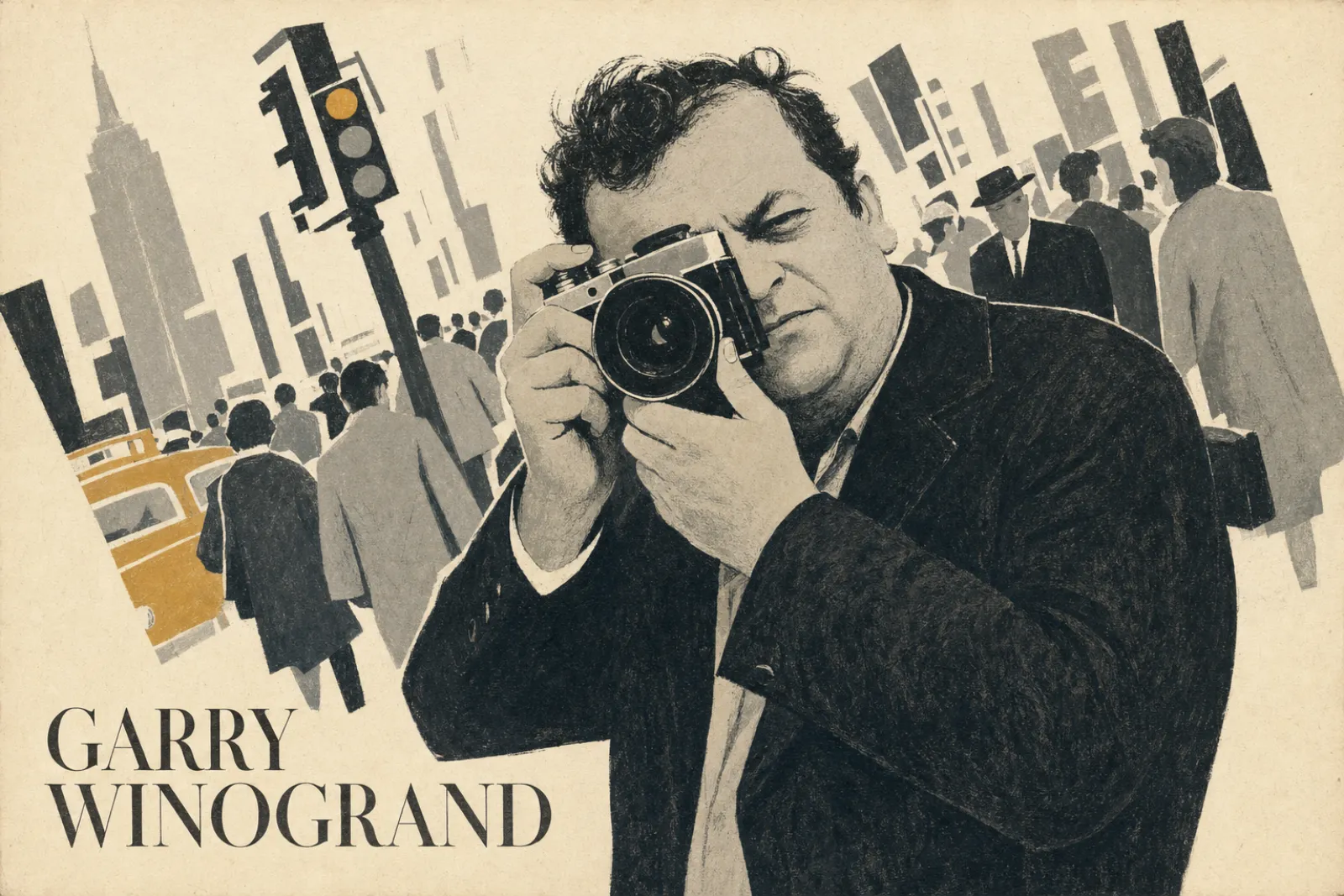 Illustrated poster of Garry Winogrand