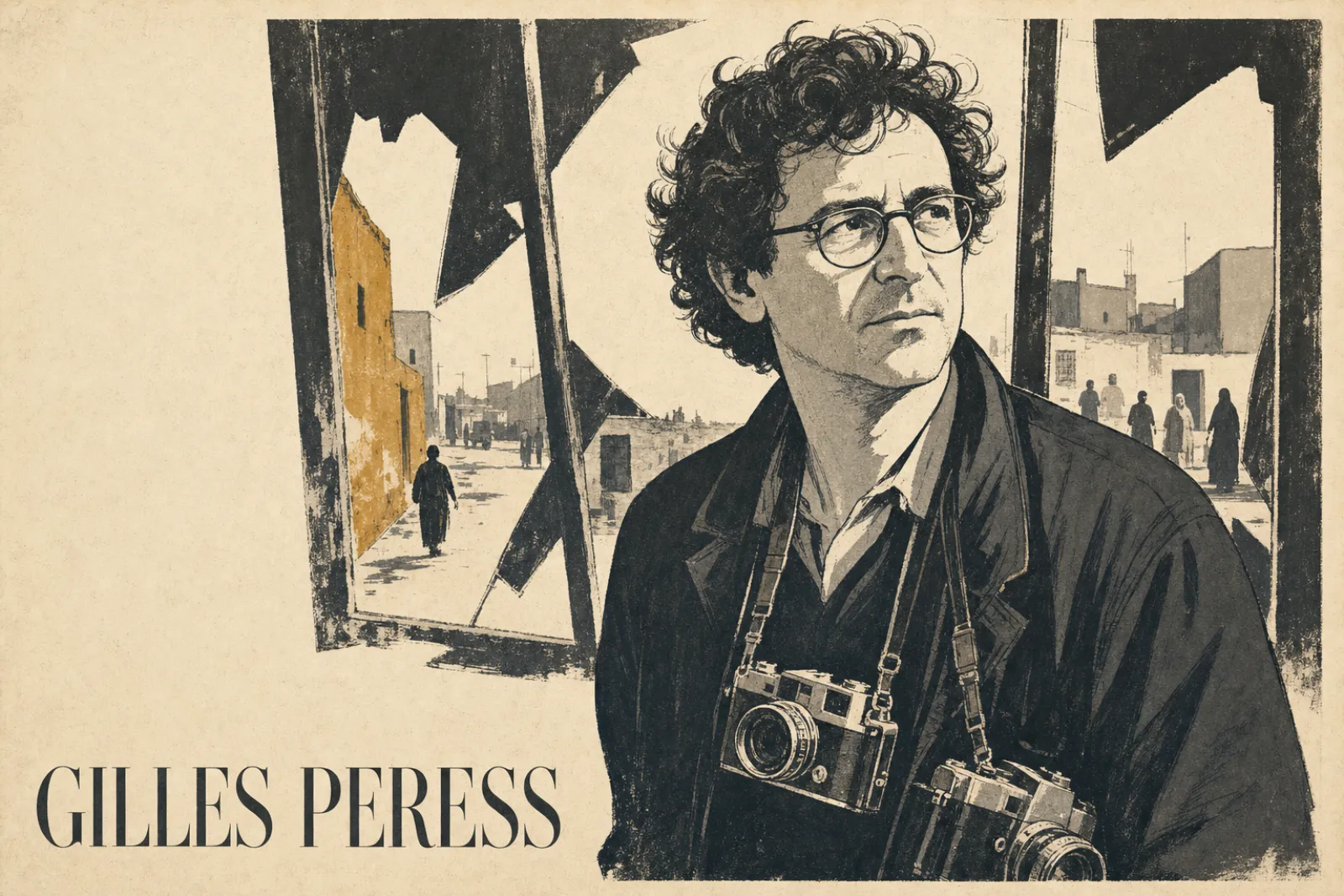 Illustrated poster of Gilles Peress