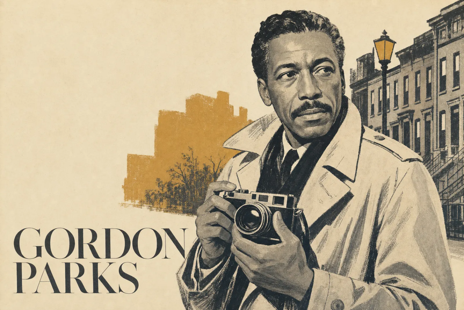 Illustrated poster of Gordon Parks