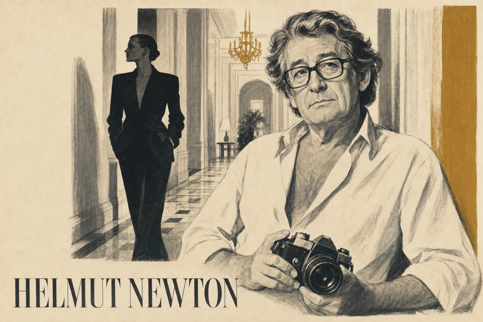 Illustrated poster of Helmut Newton
