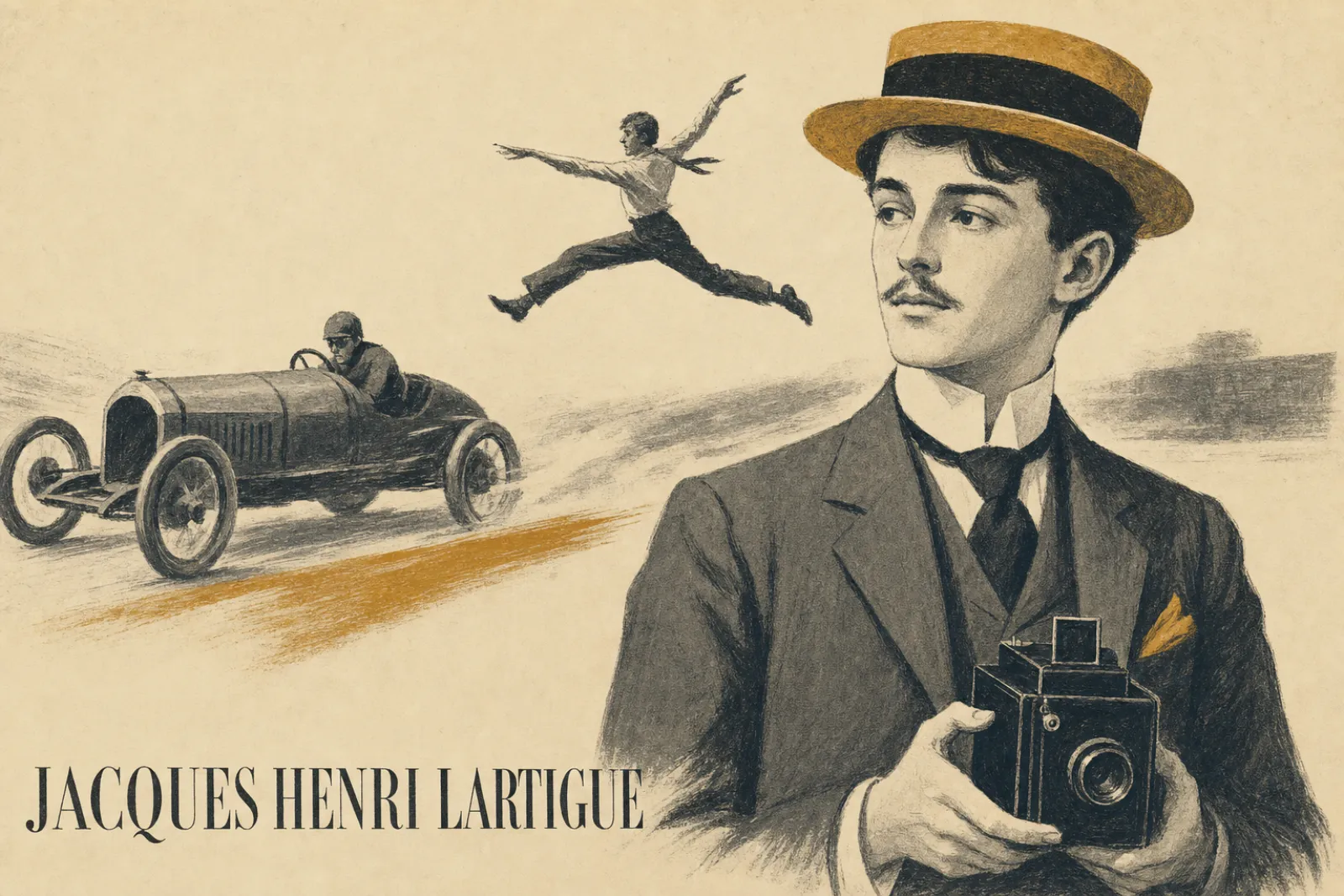 Illustrated poster of Jacques Henri Lartigue