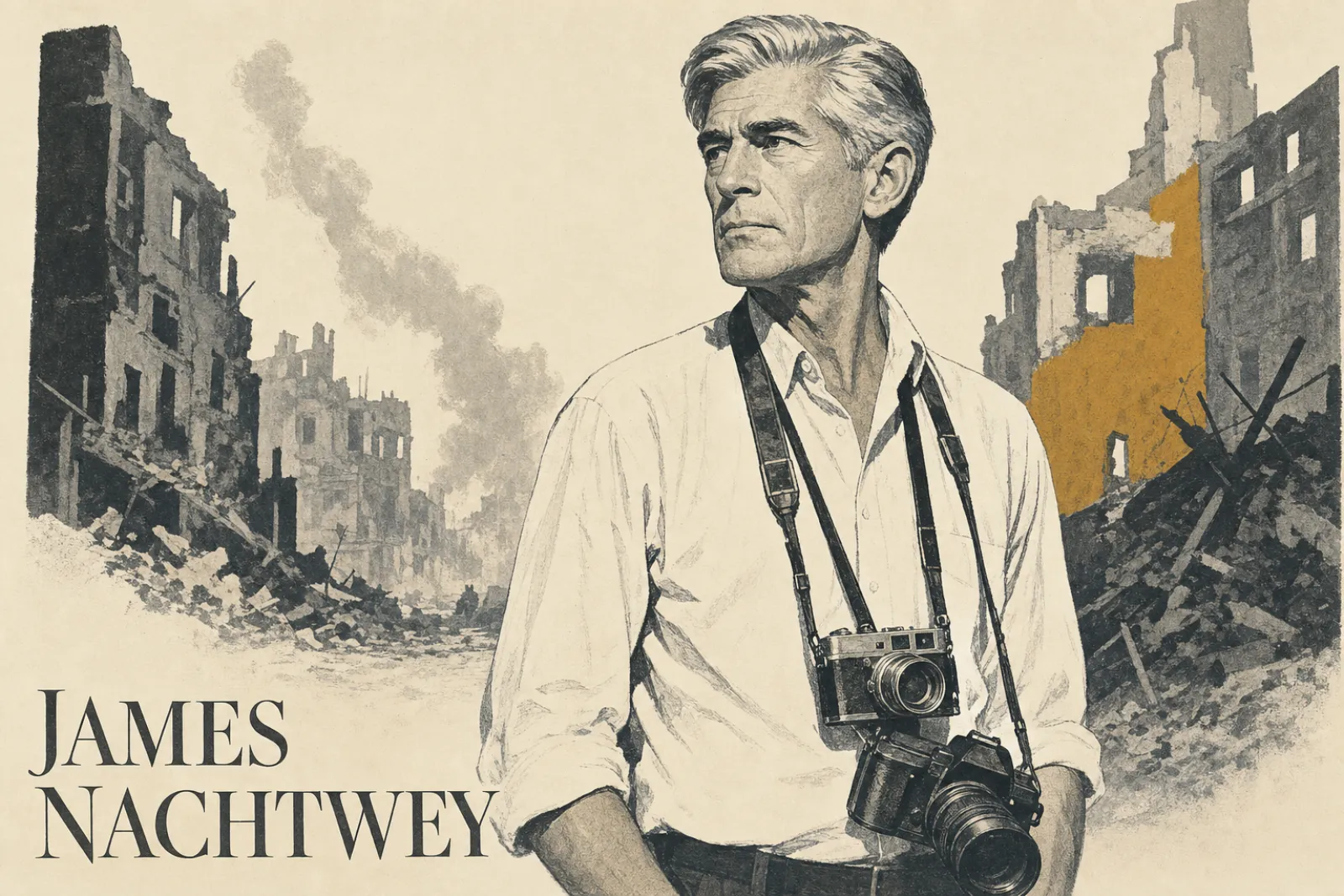 Illustrated poster of James Nachtwey