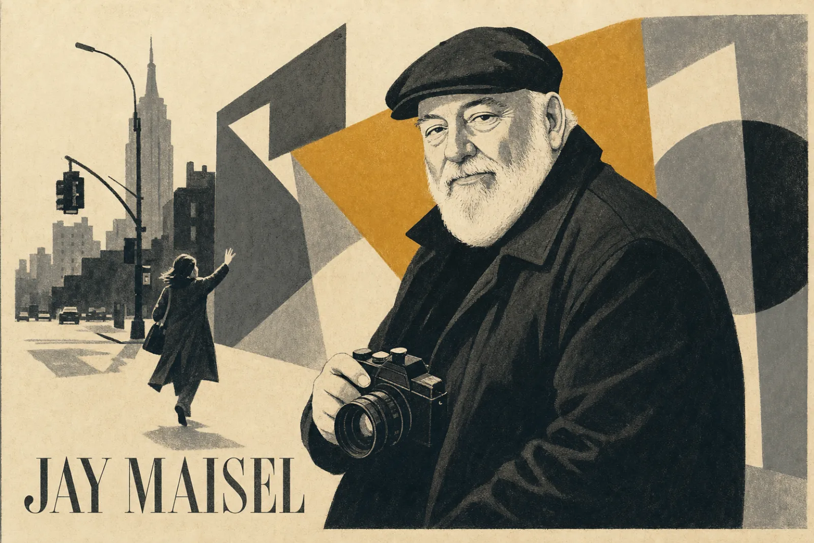 Illustrated poster of Jay Maisel
