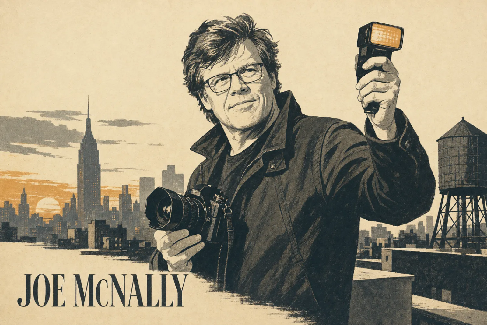 Illustrated poster of Joe McNally