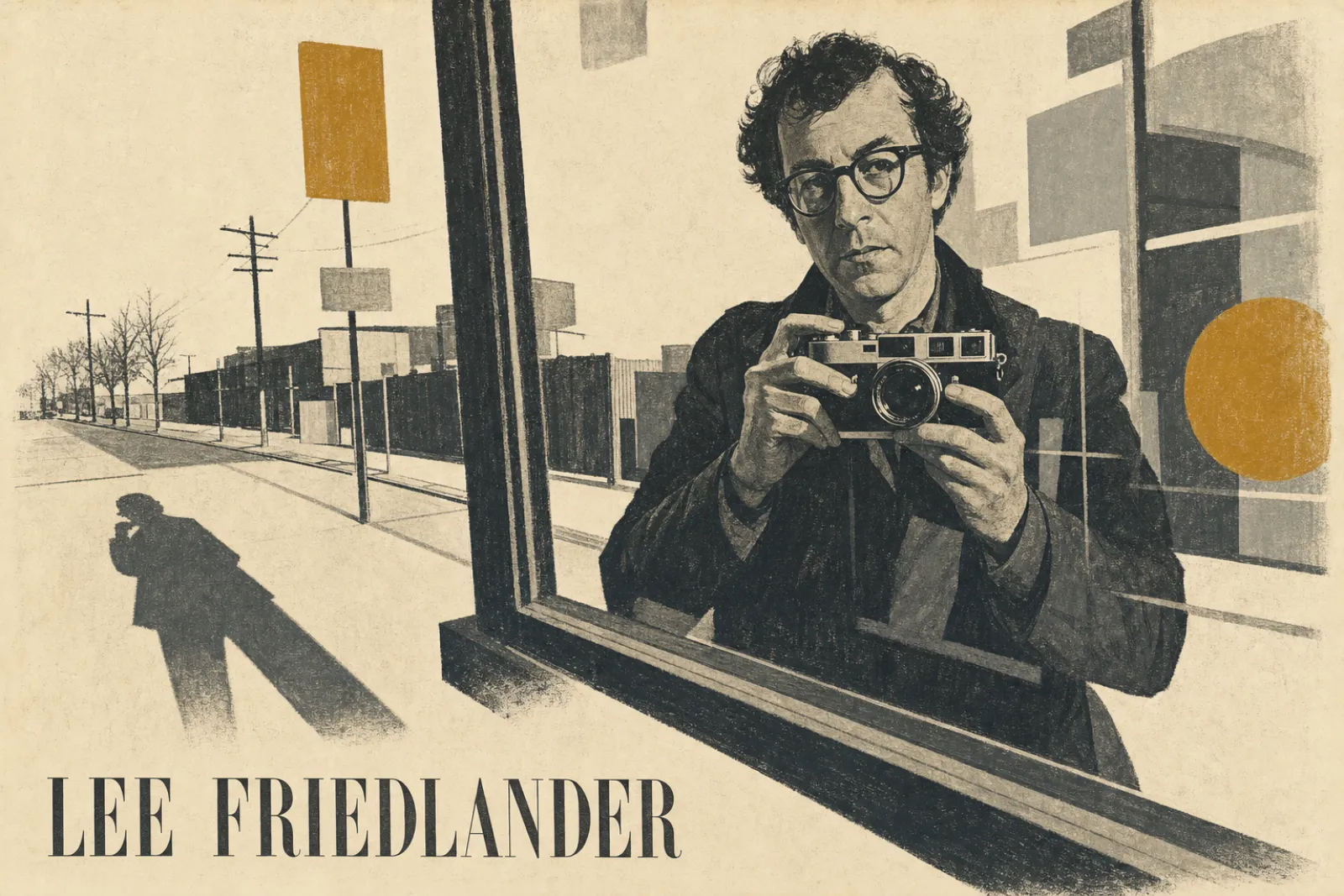 Illustrated poster of Lee Friedlander