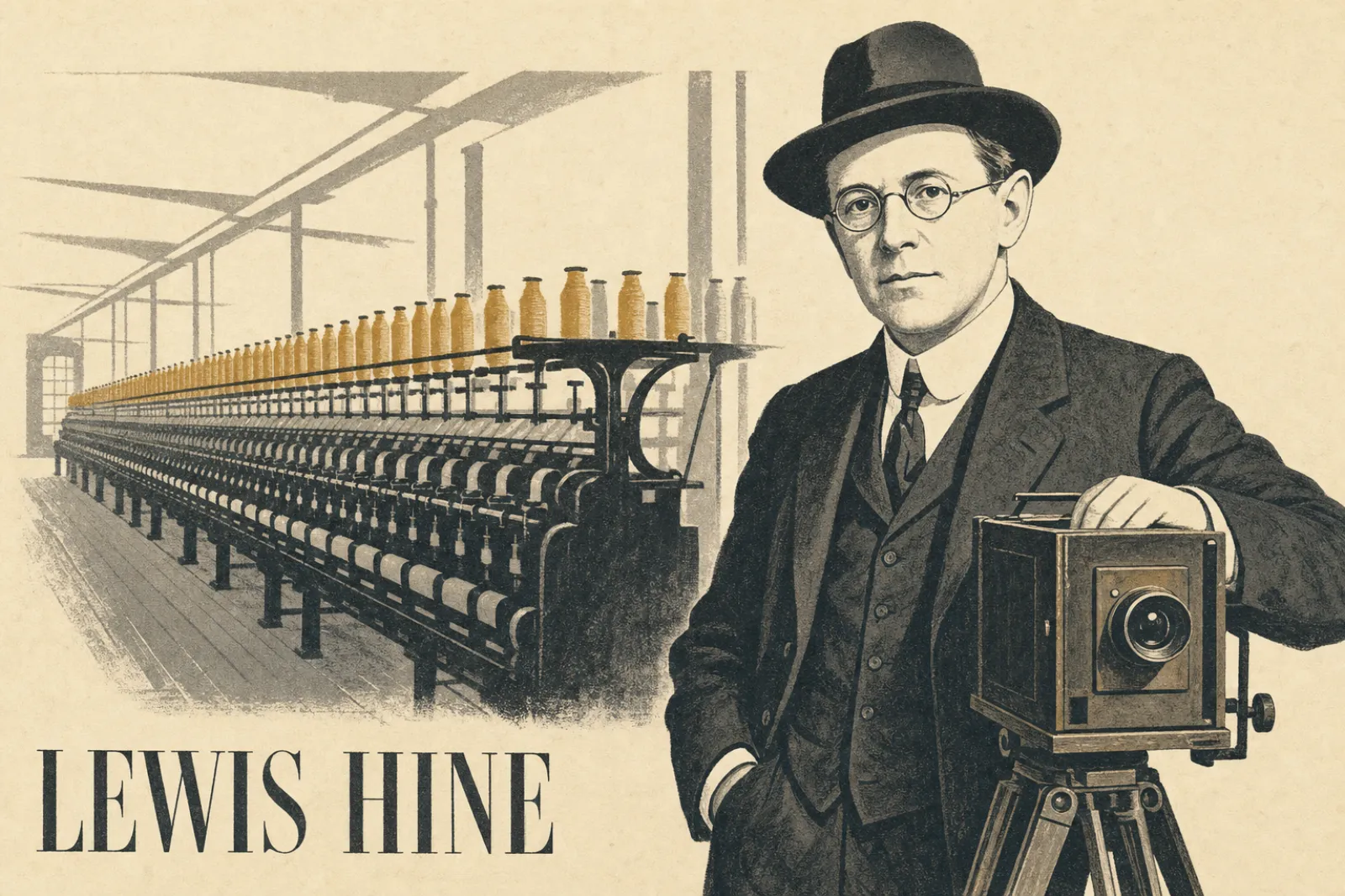 Illustrated poster of Lewis Hine