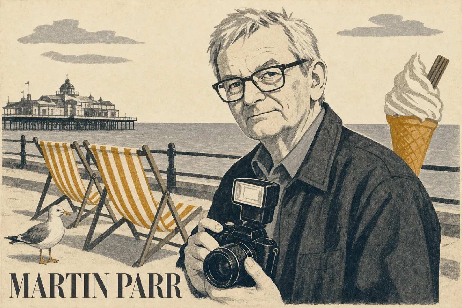 Illustrated poster of Martin Parr