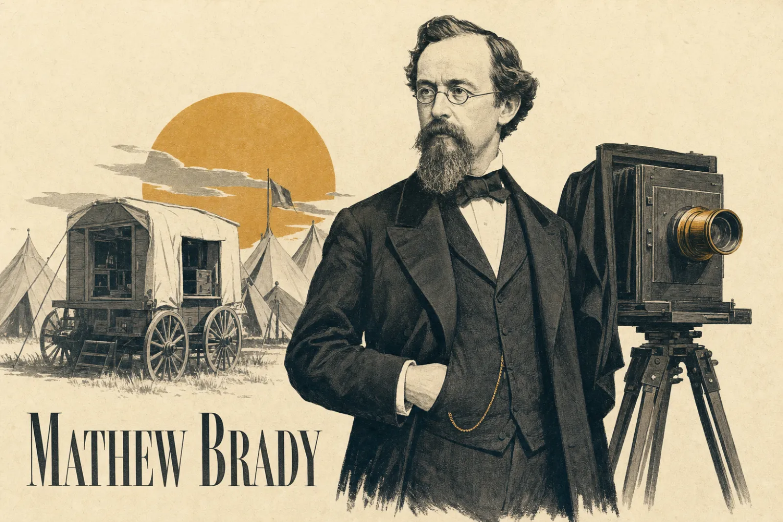 Illustrated poster of Mathew Brady