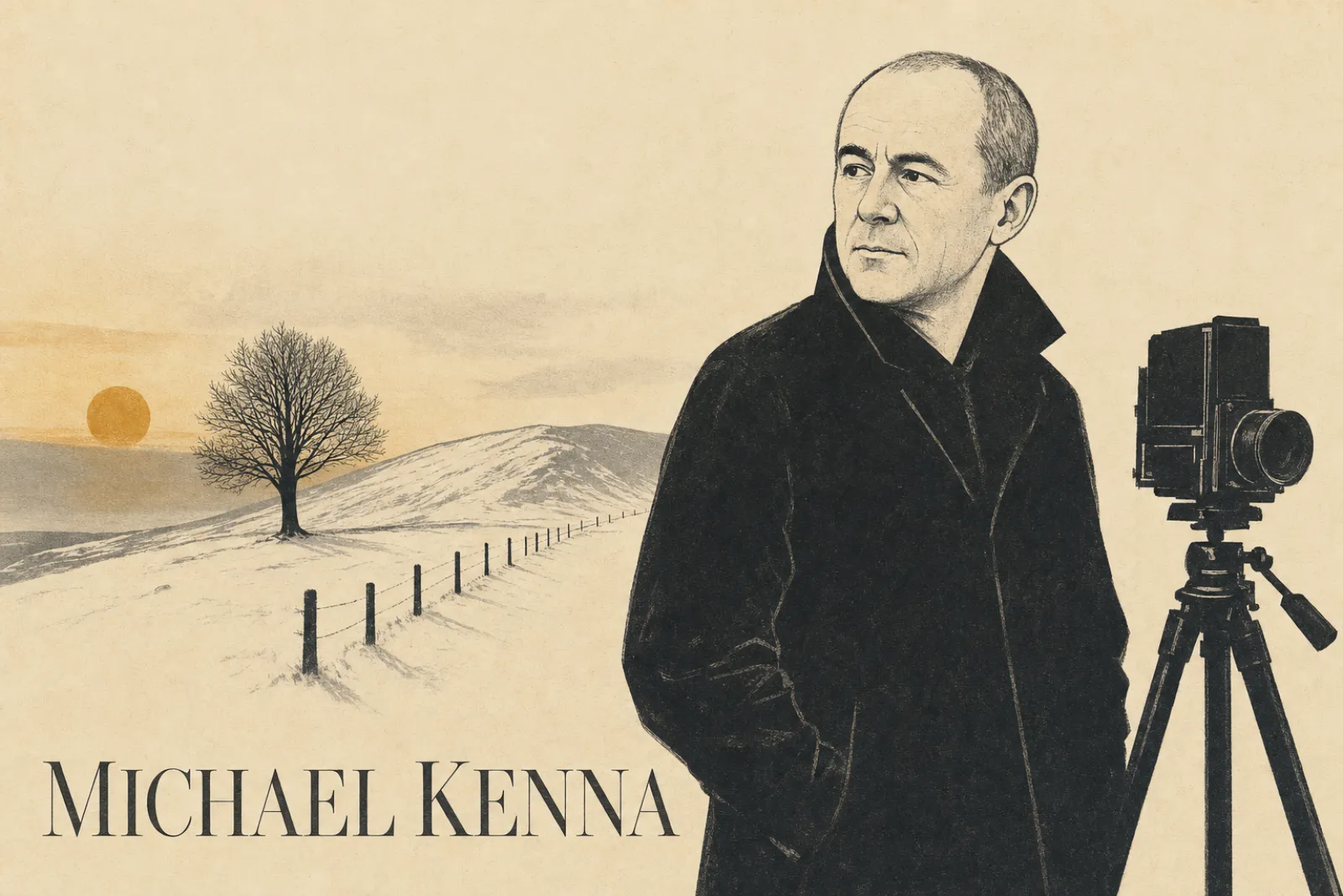 Illustrated poster of Michael Kenna