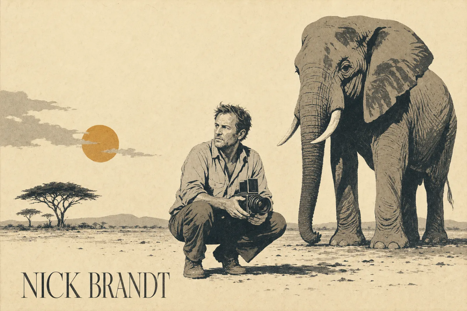 Illustrated poster of Nick Brandt
