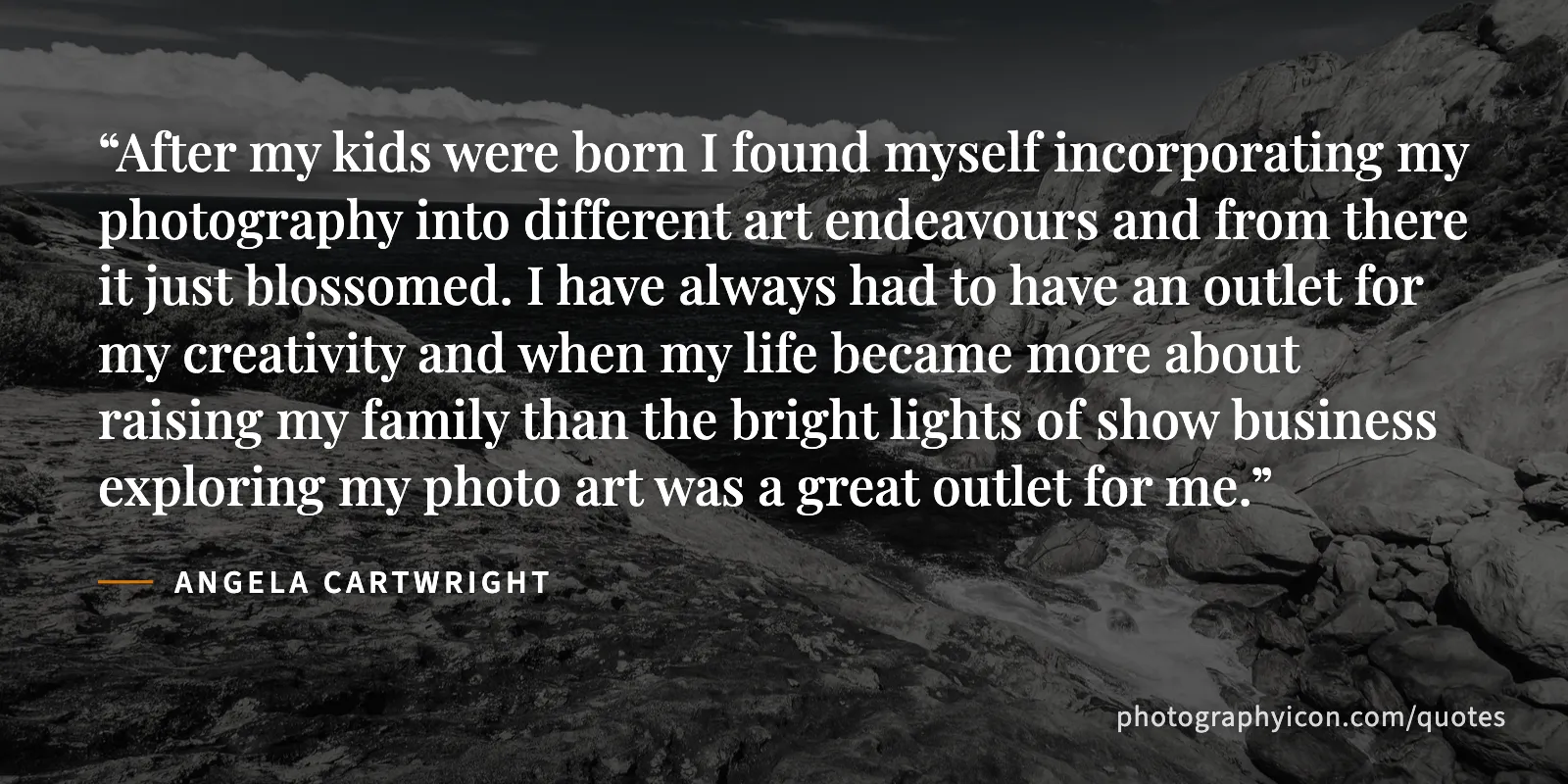 After my kids were born I found myself incorporating my photography into different art endeavours and from there it just blossomed. I have always had to have an outlet for my... - Angela Cartwright