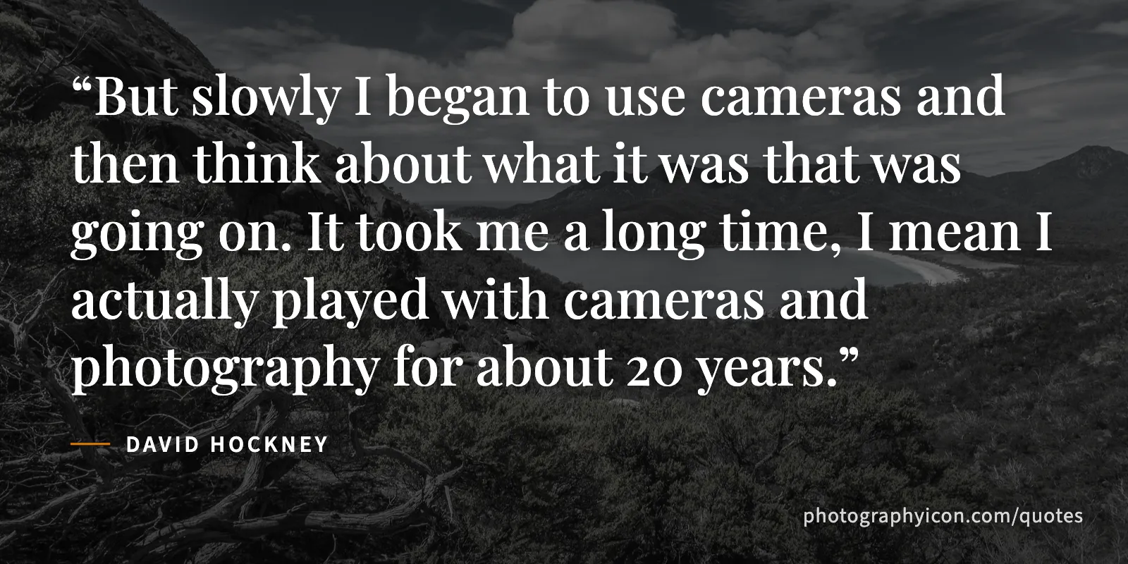 But slowly I began to use cameras and then think about what it was that was going on. It took me a long time, I mean I actually played with cameras and photography for about 20... - David Hockney