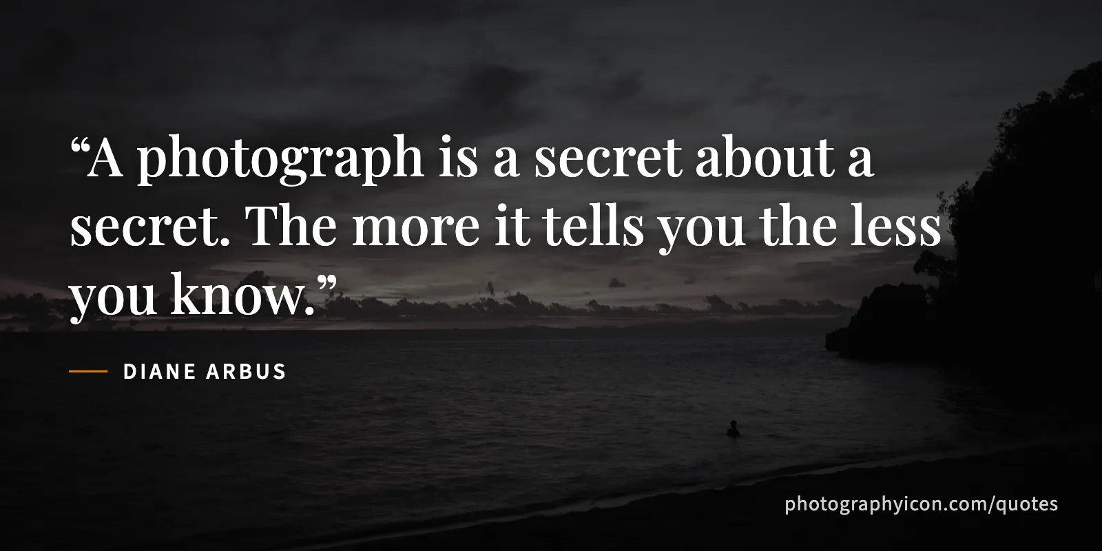 A photograph is a secret about a secret. The more it tells you the less you know. - Diane Arbus