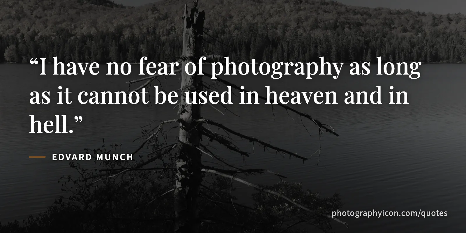 I have no fear of photography as long as it cannot be used in heaven and in hell. - Edvard Munch