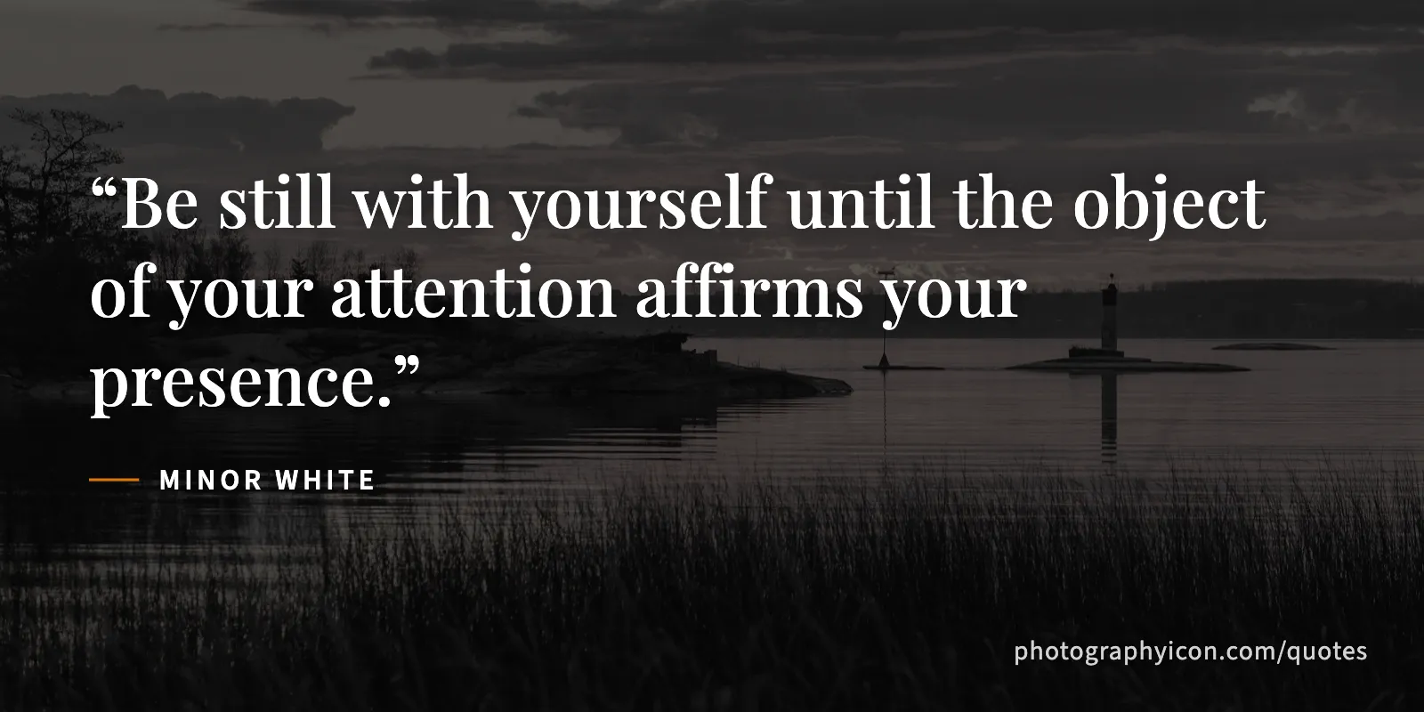 Be still with yourself until the object of your attention affirms your presence. - Minor White