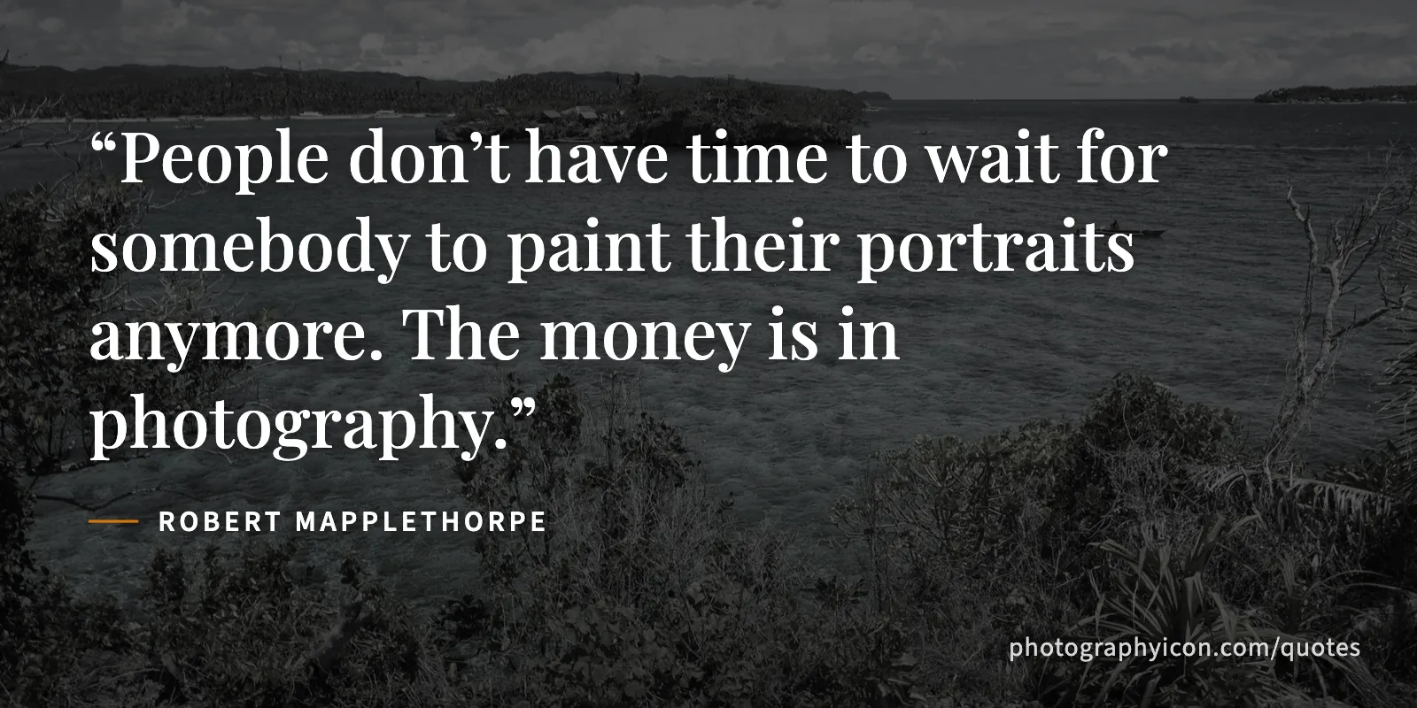 People don’t have time to wait for somebody to paint their portraits anymore. The money is in photography. - Robert Mapplethorpe
