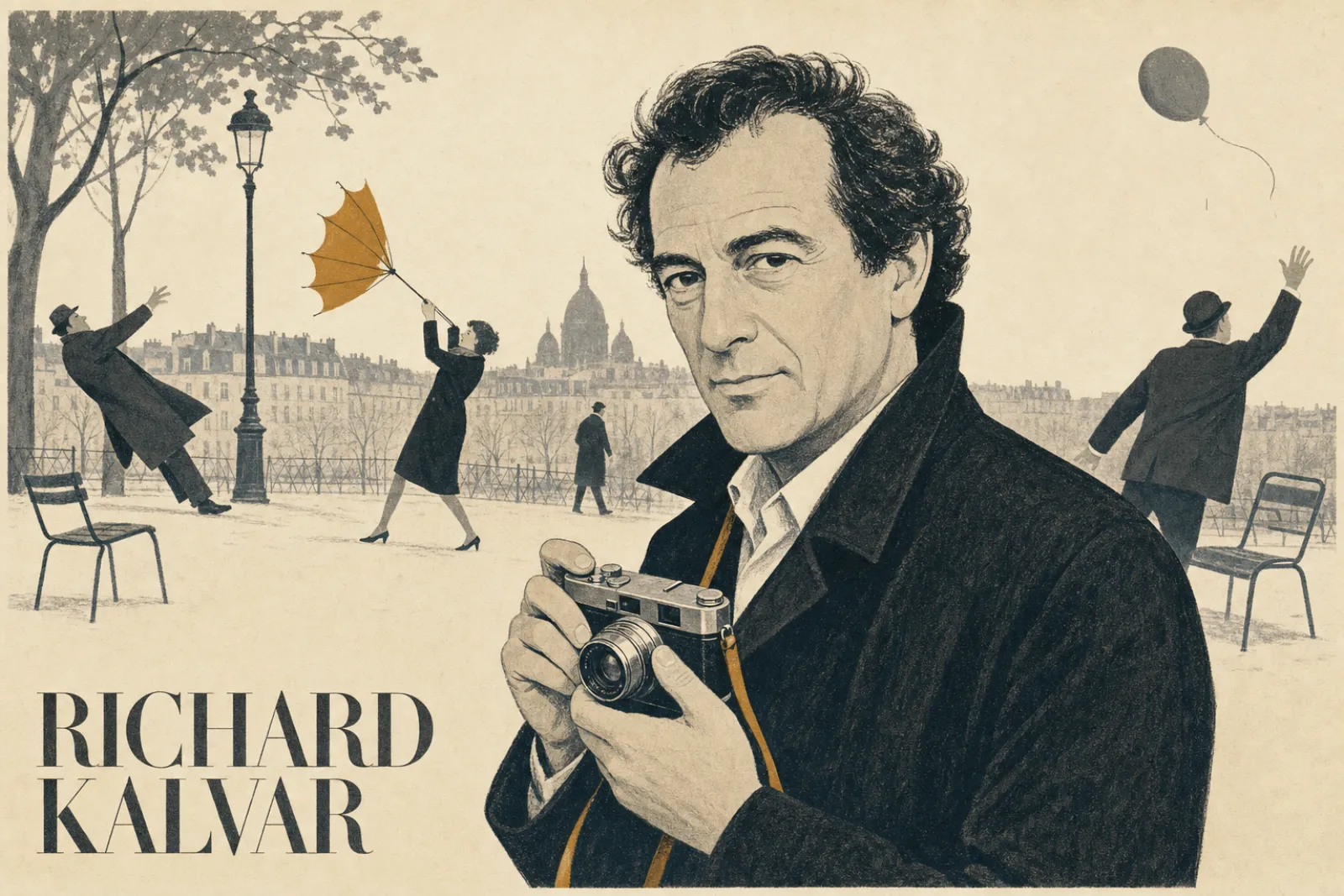 Illustrated poster of Richard Kalvar