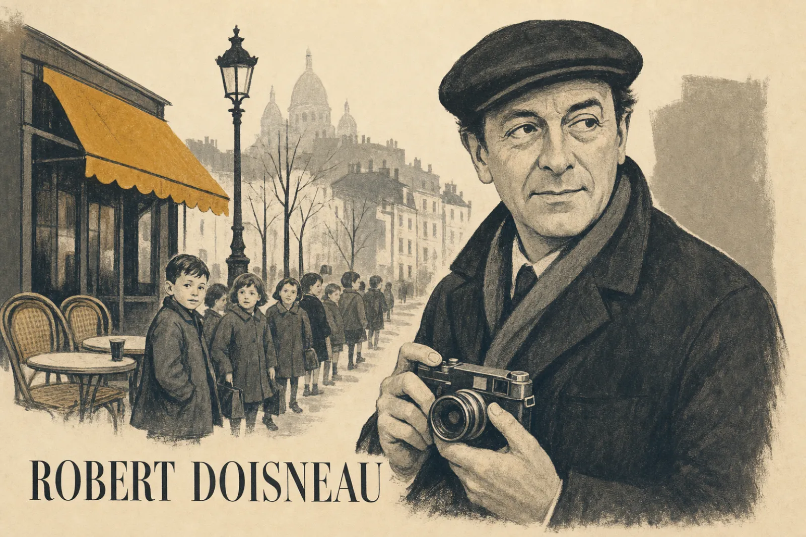 Illustrated poster of Robert Doisneau