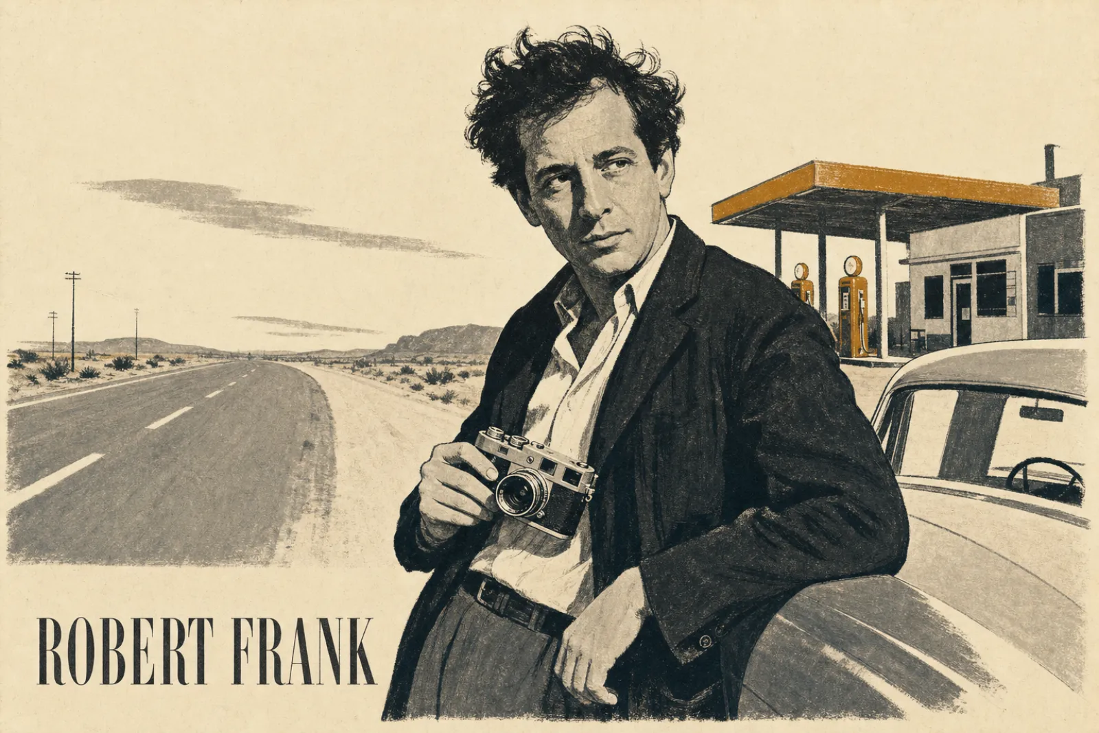 Illustrated poster of Robert Frank