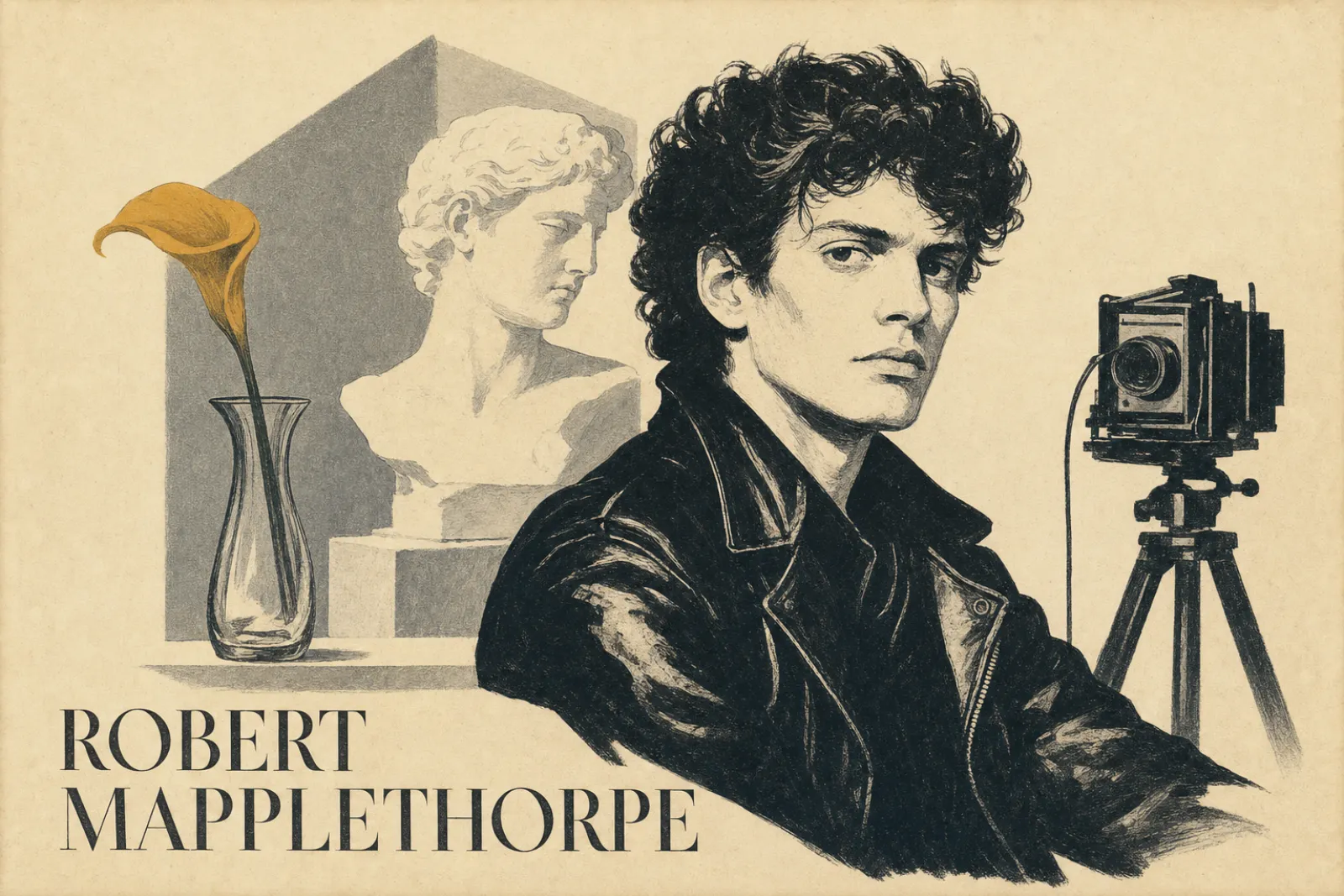 Illustrated poster of Robert Mapplethorpe