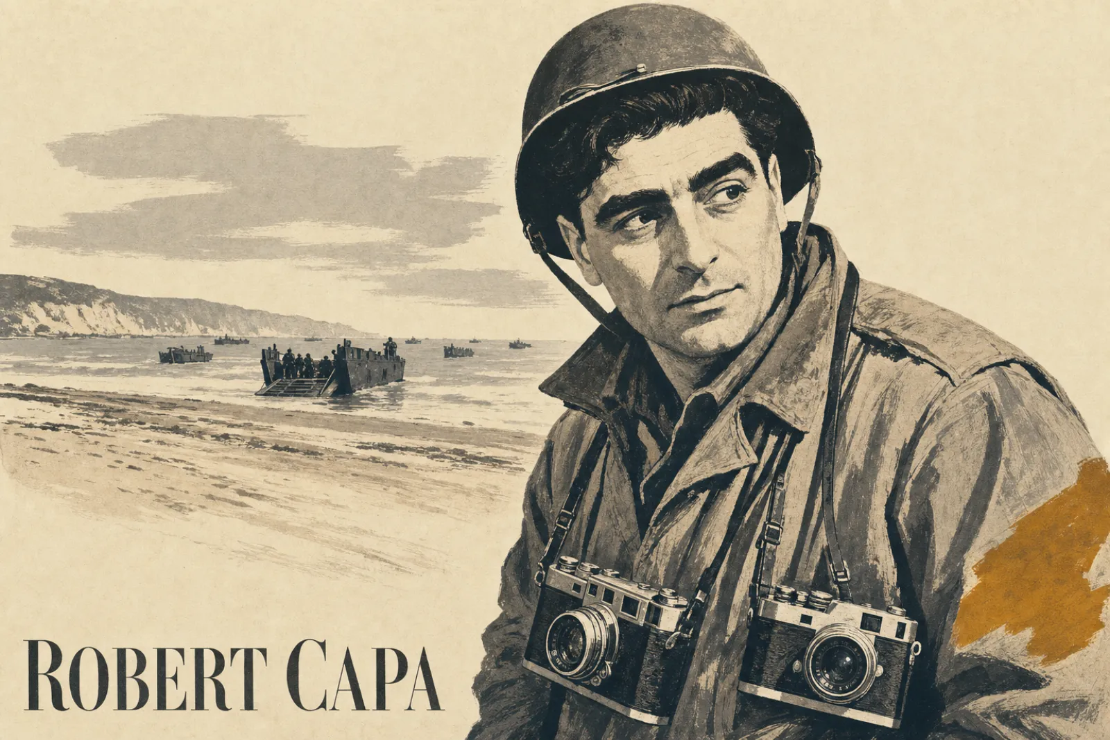 Illustrated poster of Robert Capa