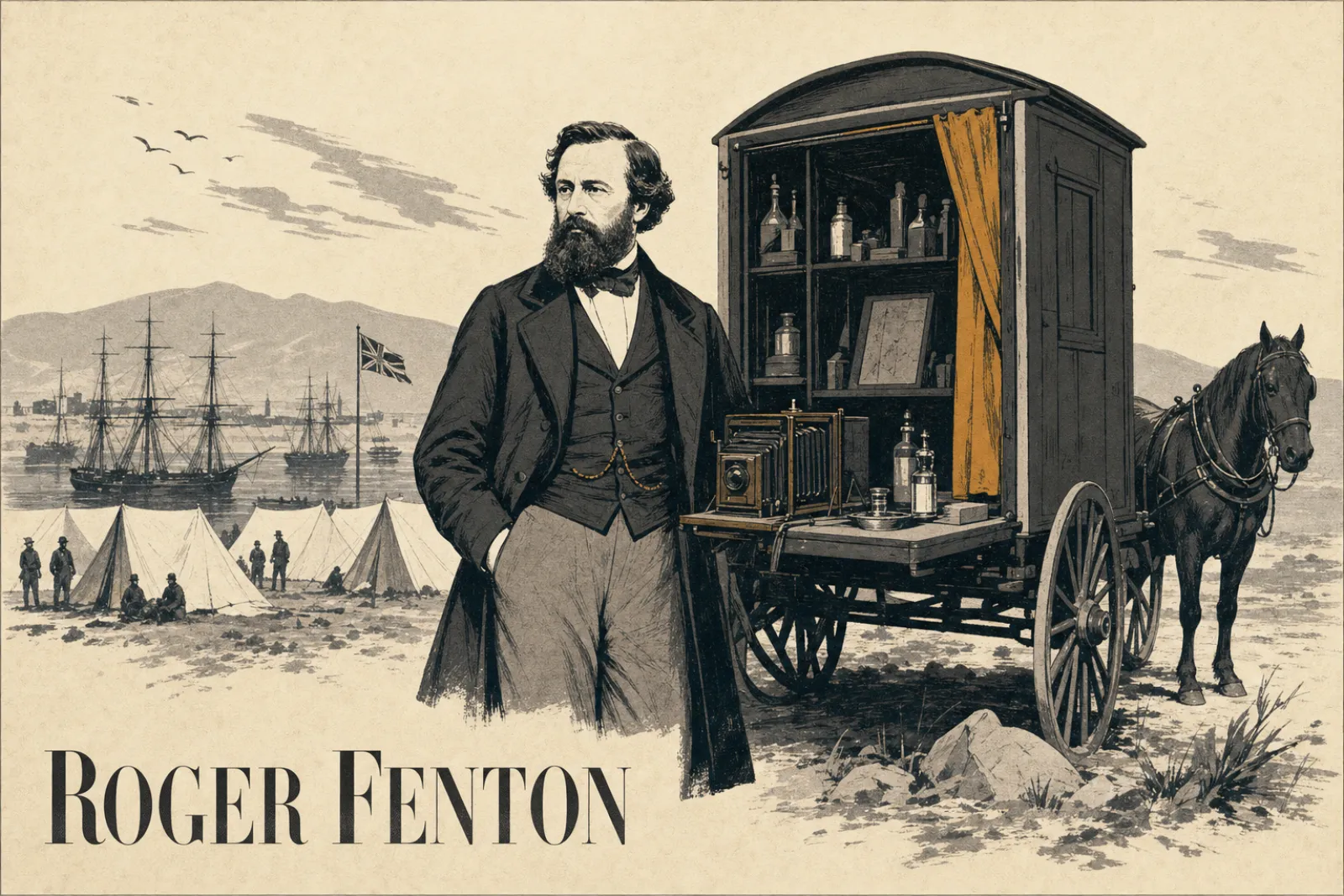 Illustrated poster of Roger Fenton