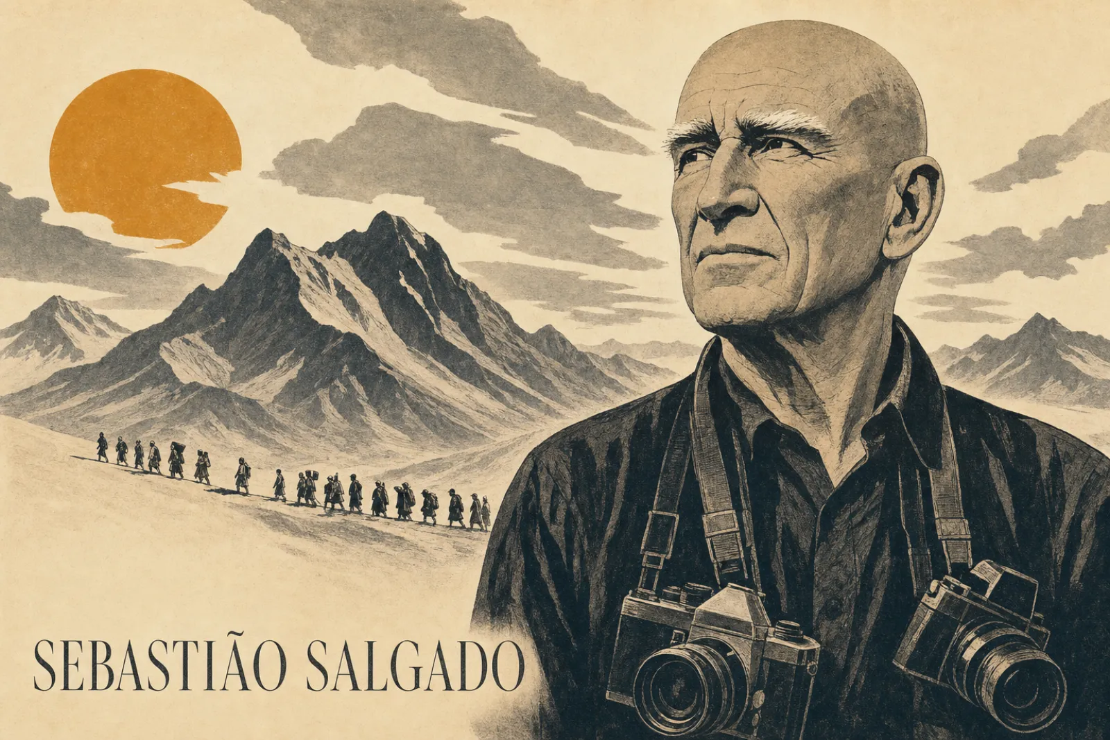 Illustrated poster of Sebastião Salgado
