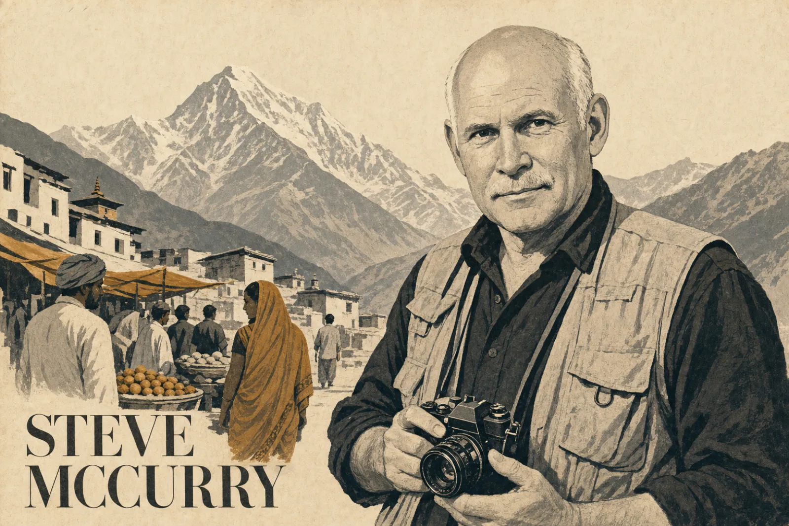 Illustrated poster of Steve McCurry
