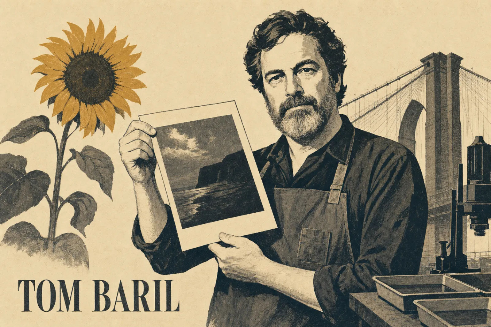 Illustrated poster of Tom Baril