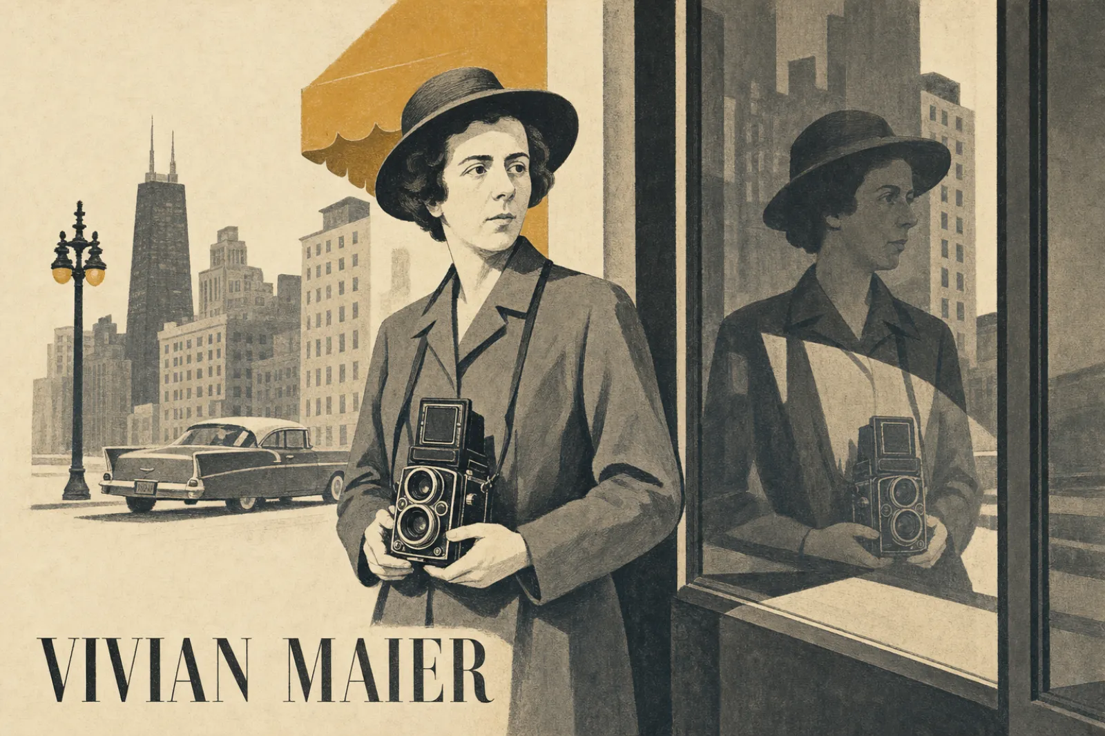 Illustrated poster of Vivian Maier