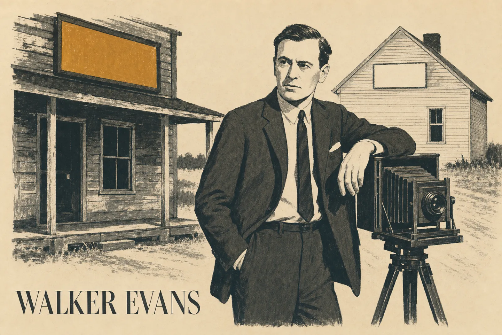 Illustrated poster of Walker Evans